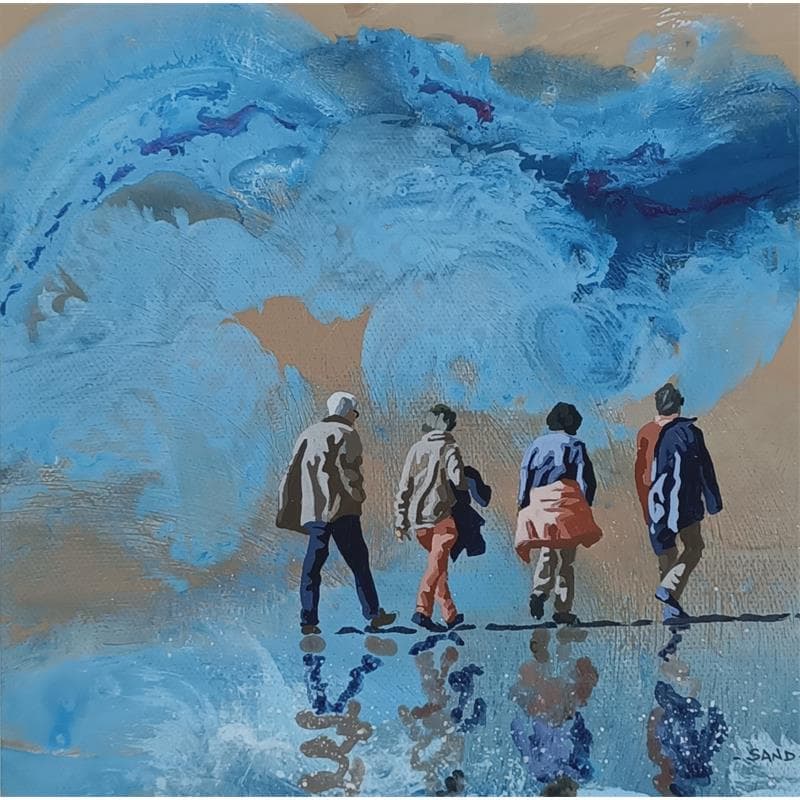 Painting Hiver mérité by Sand | Painting Figurative Acrylic Life style