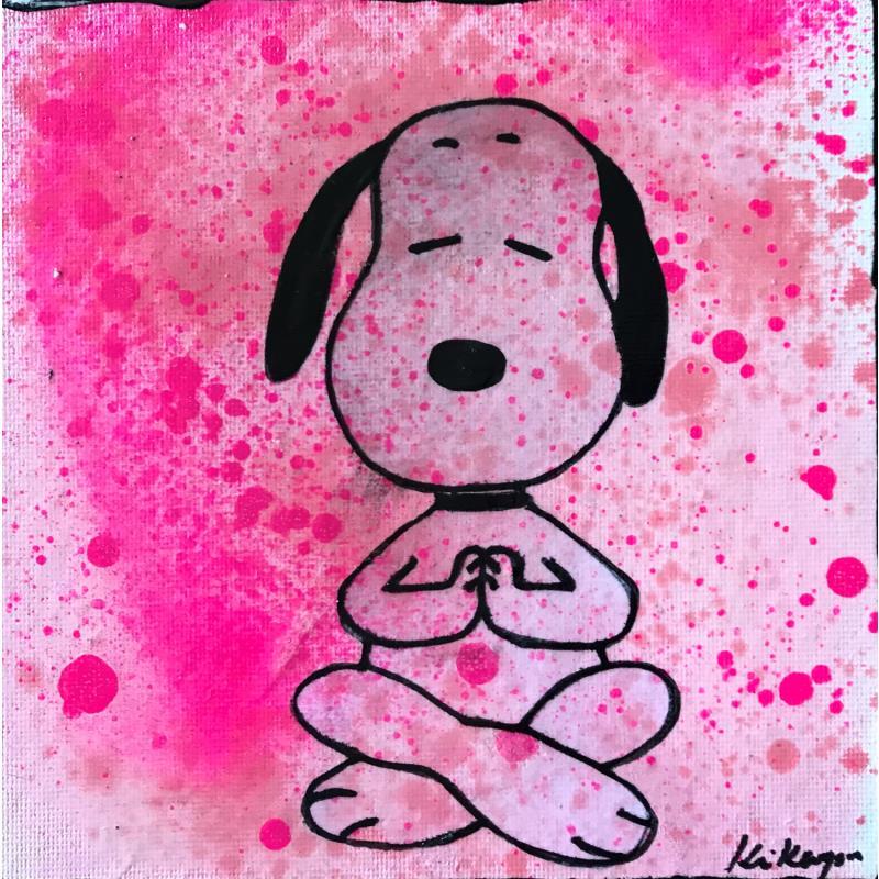 Painting Snoopy yoga by Kikayou | Painting Pop-art Pop icons Graffiti Acrylic Gluing