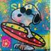 Peinture Snoopy surf par Kikayou | Tableau Pop-art Icones Pop Graffiti Acrylique Collage