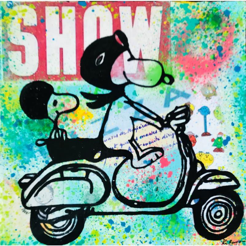 Painting Snoopy vespa by Kikayou | Painting Pop art Acrylic, Gluing, Graffiti Pop icons