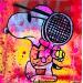 Painting Snoopy tennis by Kikayou | Painting Pop-art Pop icons Graffiti Acrylic Gluing