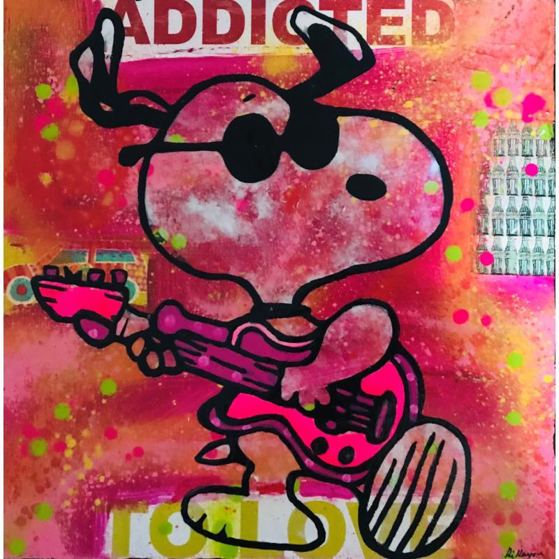 Peinture Snoopy rock par Kikayou | Tableau Pop-art Acrylique, Collage, Graffiti Icones Pop