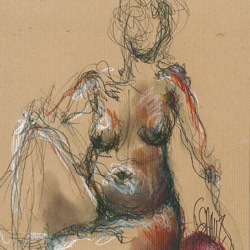Painting Emilie by Sahuc François | Painting Figurative Acrylic Nude