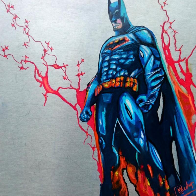 Gemälde Batman von Medeya Lemdiya | Gemälde Pop-Art Pop-Ikonen Metall Acryl