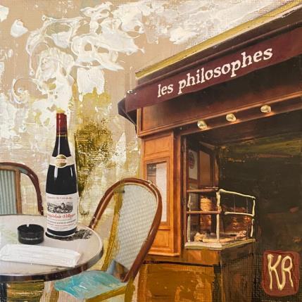 Gemälde Les philosophes von Romanelli Karine | Gemälde Figurativ Acryl, Collage, Pastell, Posca Alltagsszenen, Urban