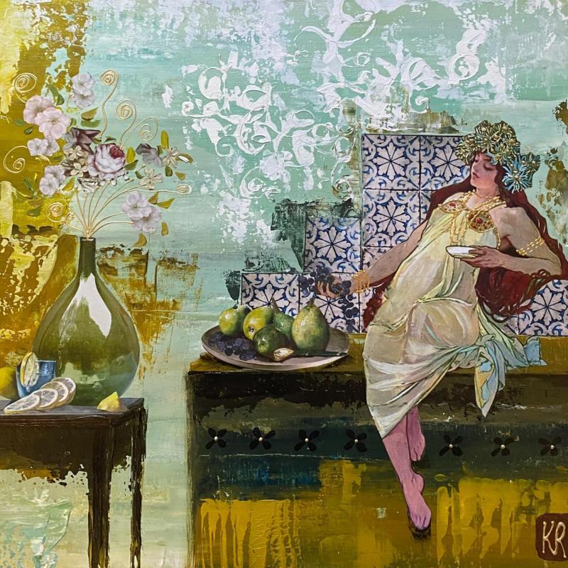 Gemälde Prés de la piscine  von Romanelli Karine | Gemälde Figurativ Acryl, Collage, Pastell, Posca Alltagsszenen