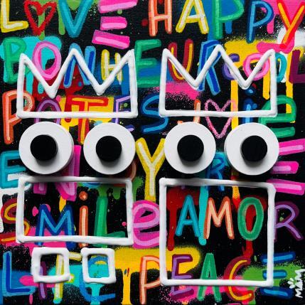 Painting Les 2 potes néons by Mam | Painting Pop-art Acrylic Life style, Pop icons, Portrait