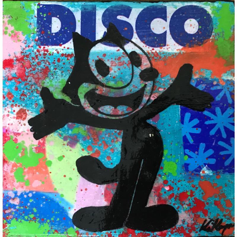 Gemälde Felix disco von Kikayou | Gemälde Pop-Art Pop-Ikonen Graffiti Acryl Collage