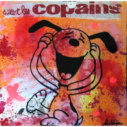 Painting Snoopy happy by Kikayou | Painting Pop-art Acrylic, Gluing, Graffiti Pop icons