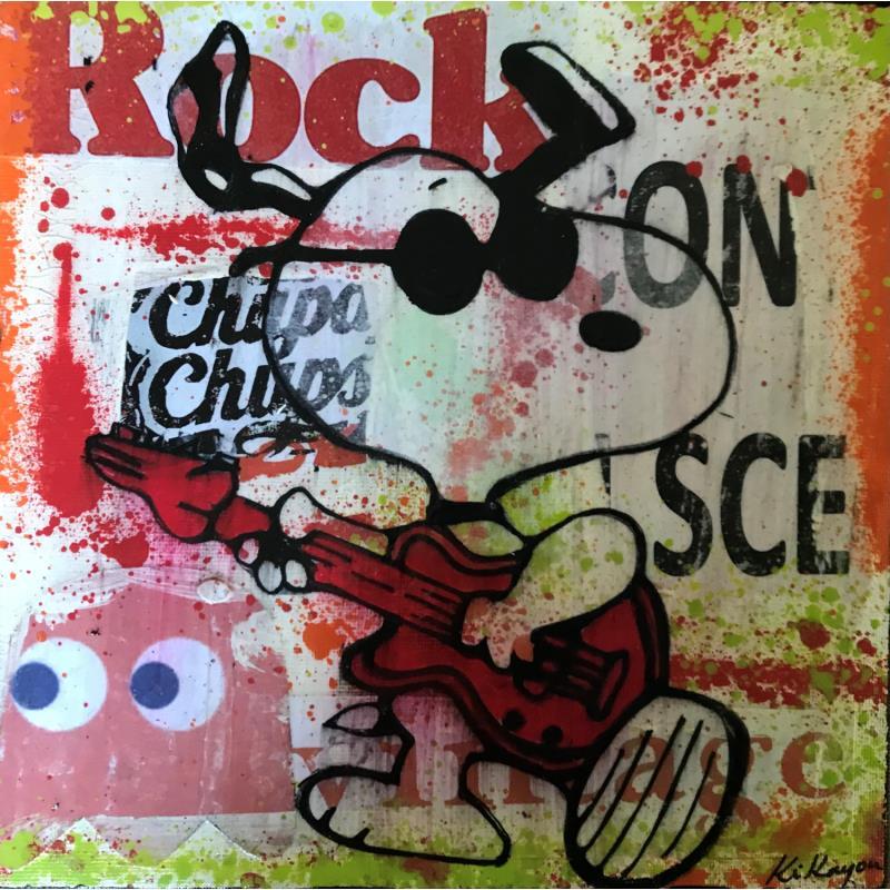 Painting Snoopy rock by Kikayou | Painting Pop-art Pop icons Graffiti Acrylic Gluing