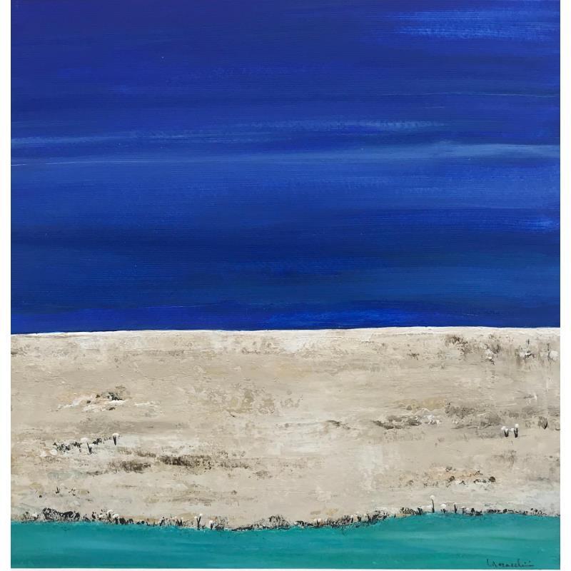Painting T430 by Moracchini Laurence | Painting Abstract Acrylic, Marble powder Landscapes, Marine, Minimalist