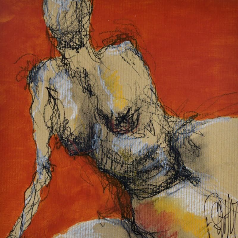 Painting Violette by Sahuc François | Painting Figurative Mixed Nude