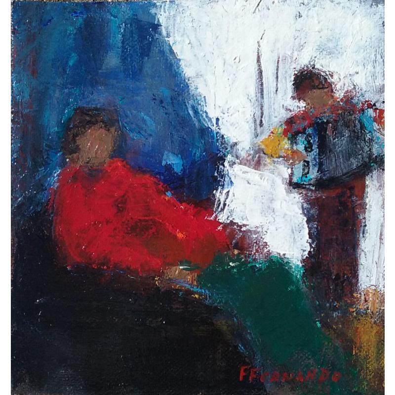 Painting Mére et enfant by Fernando | Painting Figurative Oil Child, Life style, Music