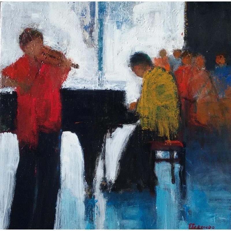 Painting Vibrations by Fernando | Painting Figurative Music Life style Oil