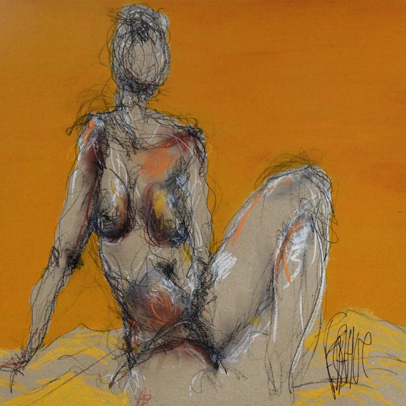 Painting Virginie by Sahuc François | Painting Figurative Acrylic Nude