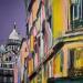 Painting Faire de belles rencontres by Anicet Olivier | Painting Figurative Urban Architecture Acrylic Pastel