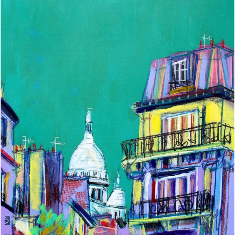 Painting Ici toujours la même émotion! by Anicet Olivier | Painting Figurative Acrylic, Pastel Architecture, Urban