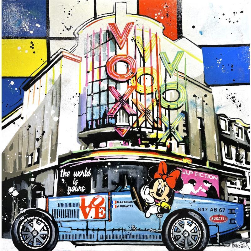 Painting Minnie goes to the cinema Vox with the Bugatti by Cornée Patrick | Painting Pop art Graffiti, Oil