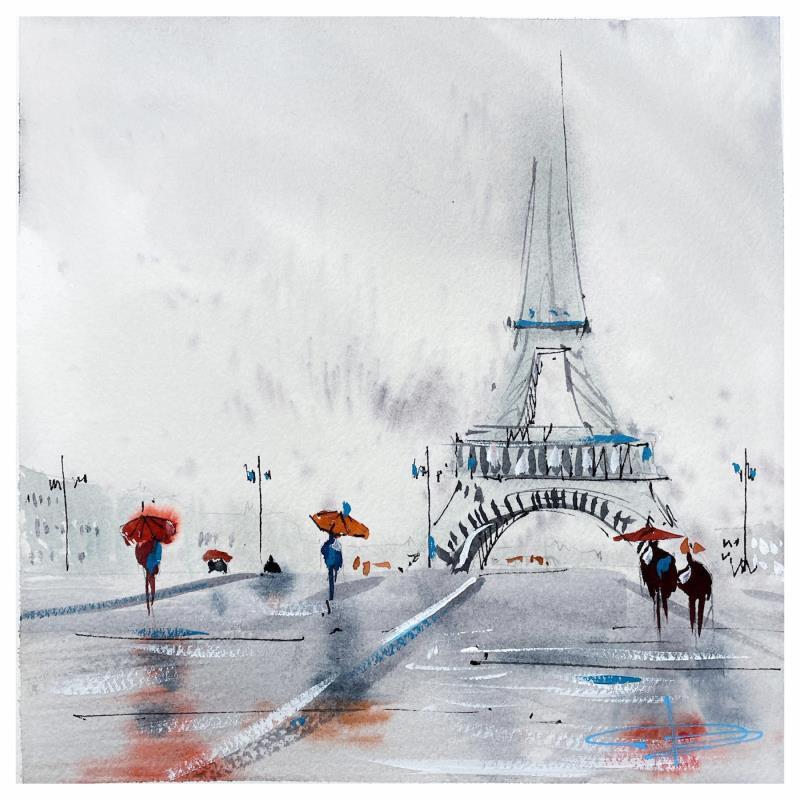 Painting Place du trocadero by Bailly Kévin  | Painting Figurative Ink, Watercolor Architecture, Pop icons, Urban