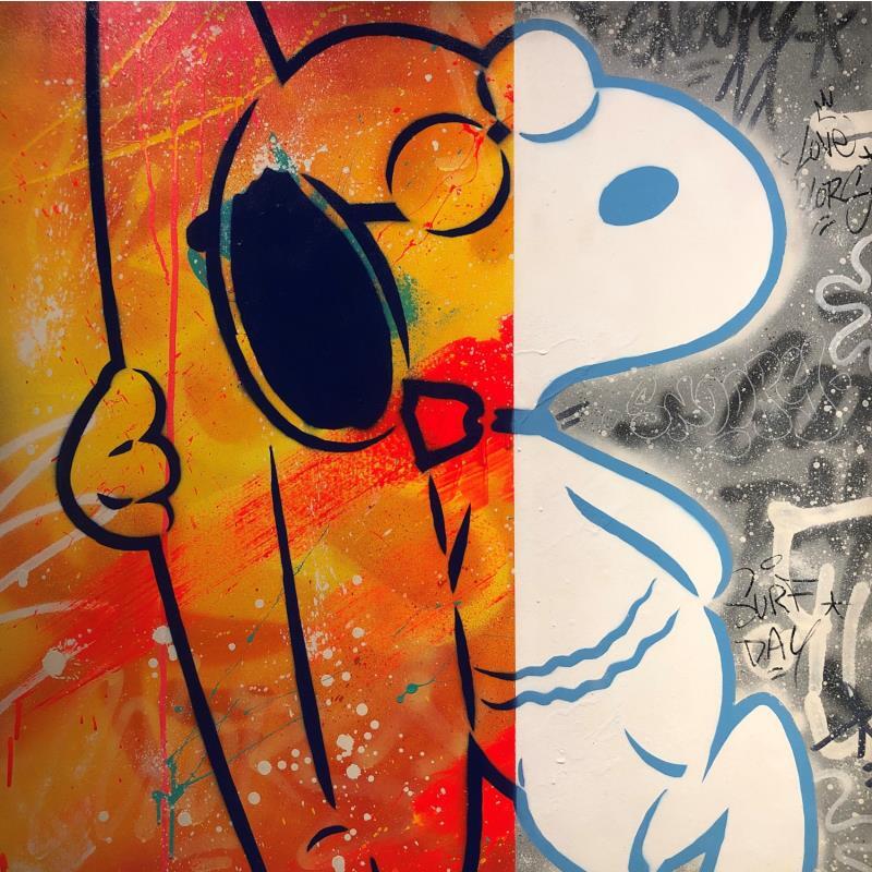 Peinture Snoopy Surf Bi Colors par Kedarone | Tableau Pop-art Acrylique, Graffiti Icones Pop