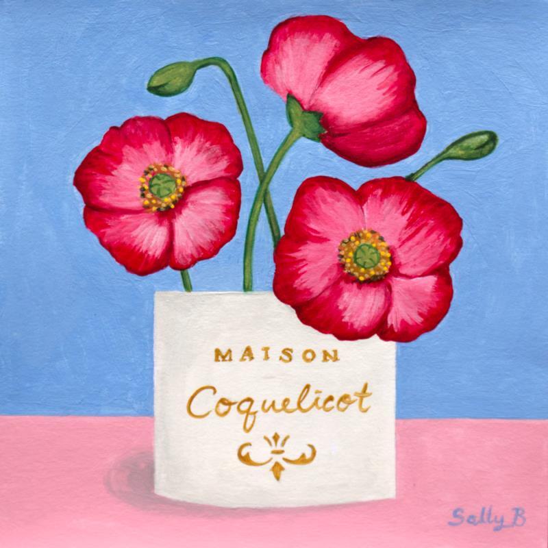 Painting Maison Coquelicot by Sally B | Painting Naive art Acrylic still-life