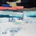 Gemälde Ecume-1 von Lau Blou | Gemälde Abstrakt Landschaften Pappe Acryl Collage Blattgold