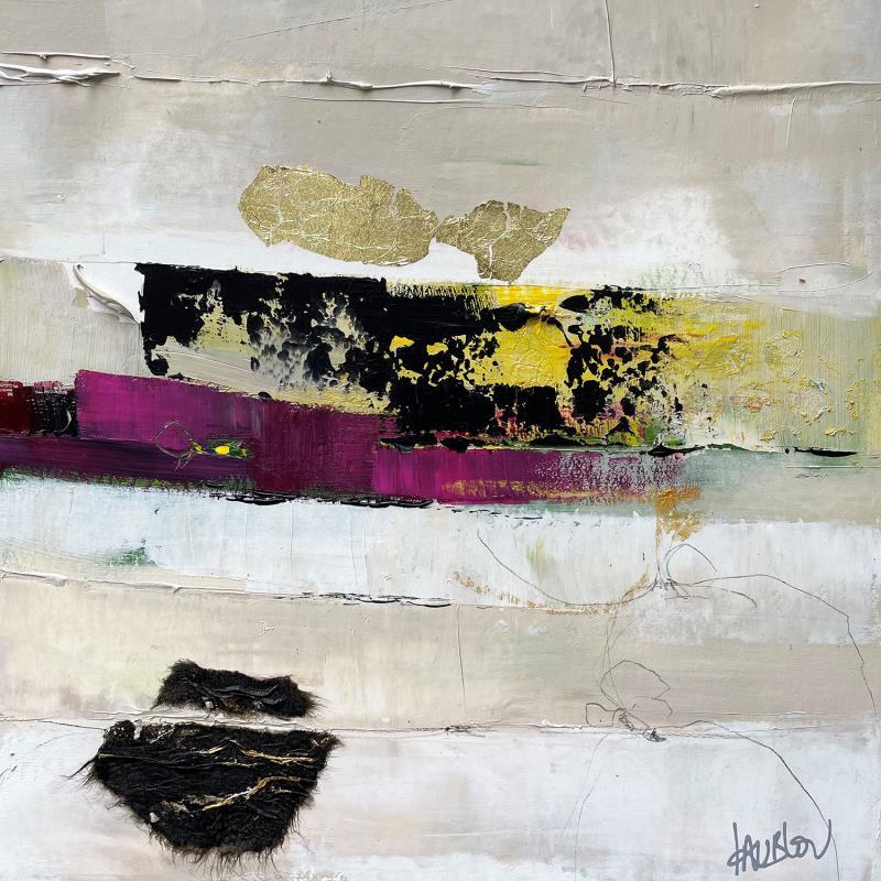 Painting Strates des falaises by Lau Blou | Painting Abstract Acrylic, Cardboard, Gluing, Gold leaf, Paper Minimalist, Pop icons