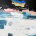 Peinture Crépuscule sur le Mont Grêle par Lau Blou | Tableau Abstrait Paysages Carton Acrylique Collage Feuille d'or Papier