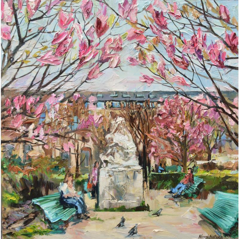 Painting Jardin du Palais Royal  by Novokhatska Olga | Painting Figurative Acrylic, Oil Urban