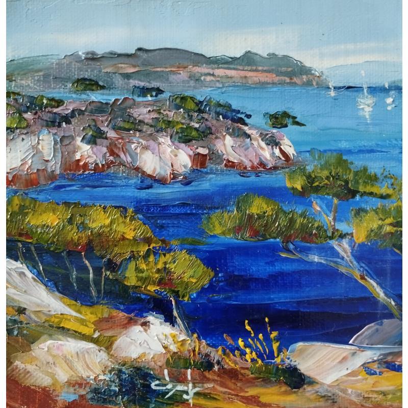 Gemälde Les calanques méditerranéennes von Degabriel Véronique | Gemälde Figurativ Landschaften Marine Natur Öl