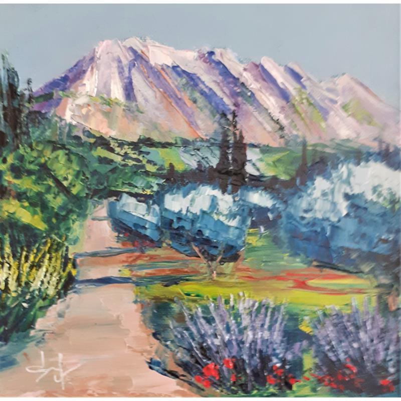 Painting Chemin vers la montagne Sainte Victoire en Provence by Degabriel Véronique | Painting Figurative Oil Landscapes, Nature, Pop icons
