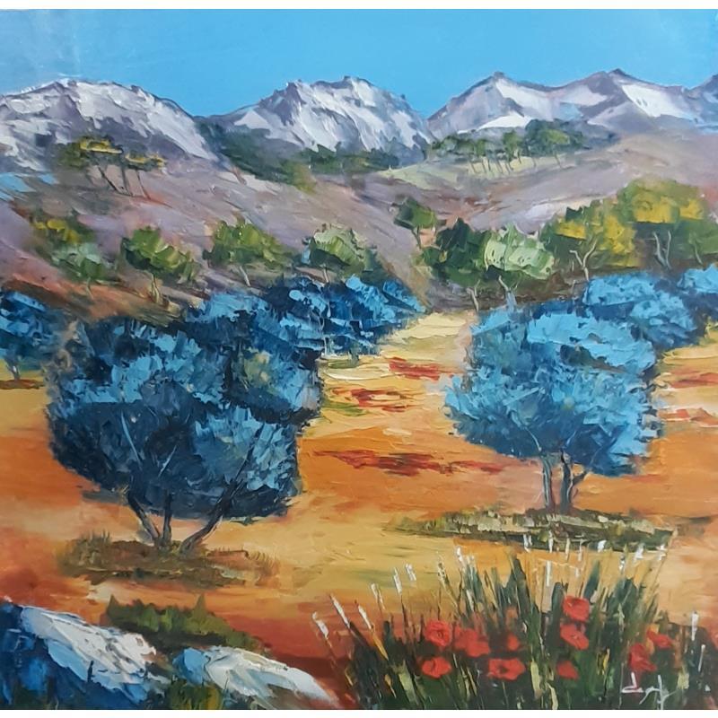 Painting Les Alpilles en Provence by Degabriel Véronique | Painting Figurative Oil Landscapes, Nature