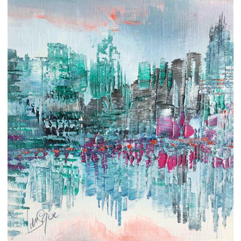 Painting Rhoda Island by Levesque Emmanuelle | Painting Abstract Landscapes Urban Oil