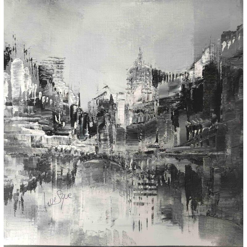 Painting L'éclat noir by Levesque Emmanuelle | Painting Abstract Landscapes Urban Oil