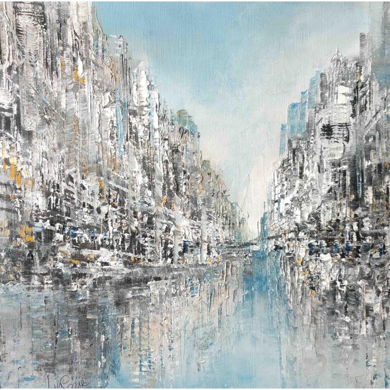 Painting Sur la rive opposée by Levesque Emmanuelle | Painting Abstract Oil Landscapes, Urban