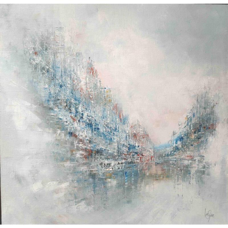 Painting Où coule la Seine by Levesque Emmanuelle | Painting Abstract Oil Landscapes, Urban