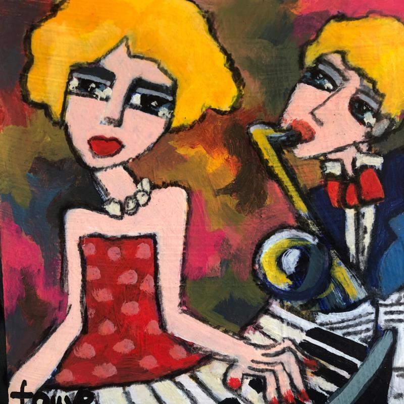 Painting Douce musique  by Fauve | Painting Figurative Acrylic Life style, Music