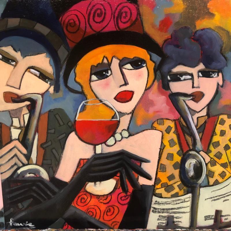 Painting Le trio by Fauve | Painting Figurative Acrylic Life style, Music