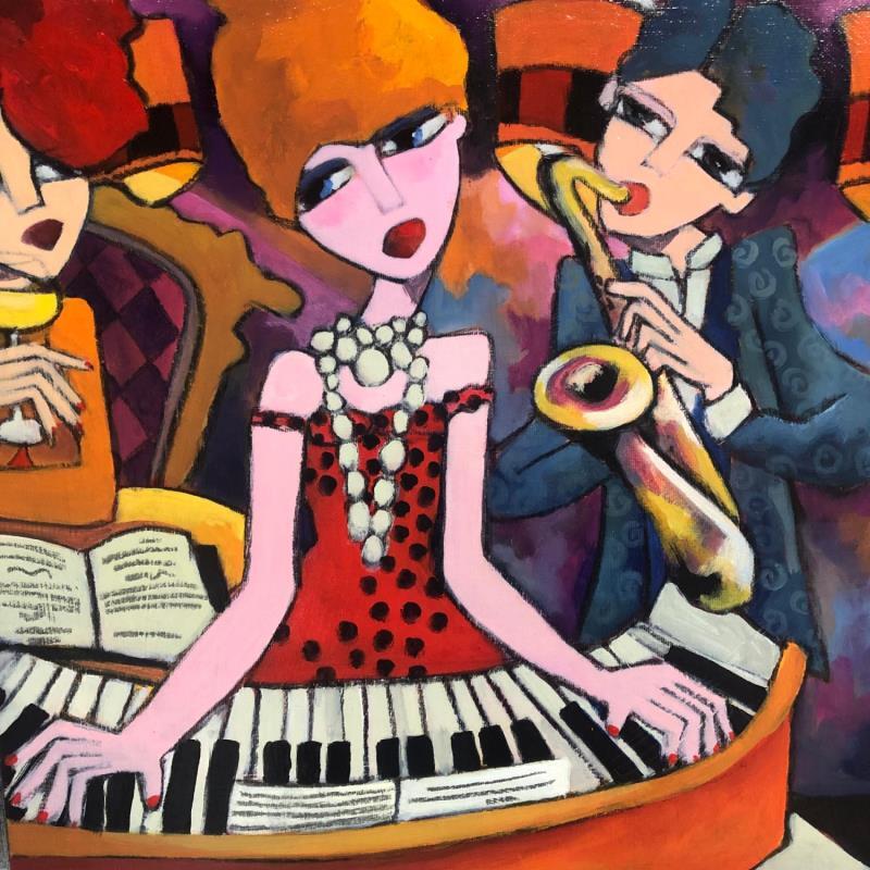 Painting Piano et sax by Fauve | Painting Figurative Acrylic Life style, Music