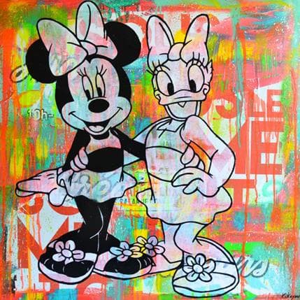 Peinture Minnie et Daisy par Kikayou | Tableau Pop Art Mixte icones Pop