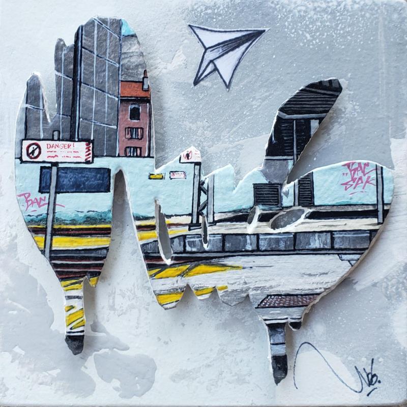 Gemälde Grey Point of View 2 von Lassalle Ludo | Gemälde Street art Acryl, Graffiti, Holz Architektur, Landschaften, Urban