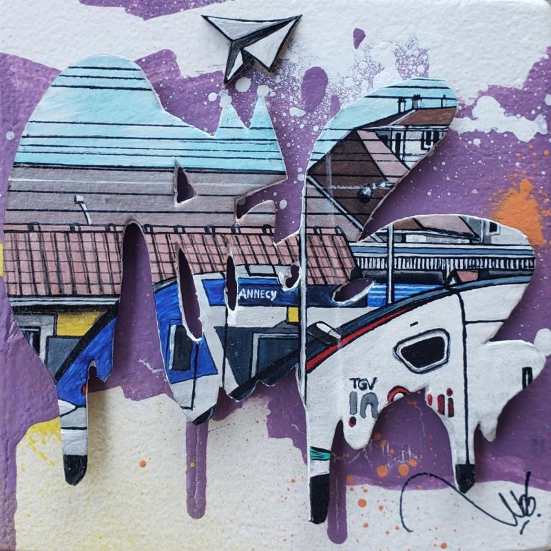 Gemälde Annecy von Lassalle Ludo | Gemälde Street art Landschaften Urban Architektur Graffiti Holz Acryl