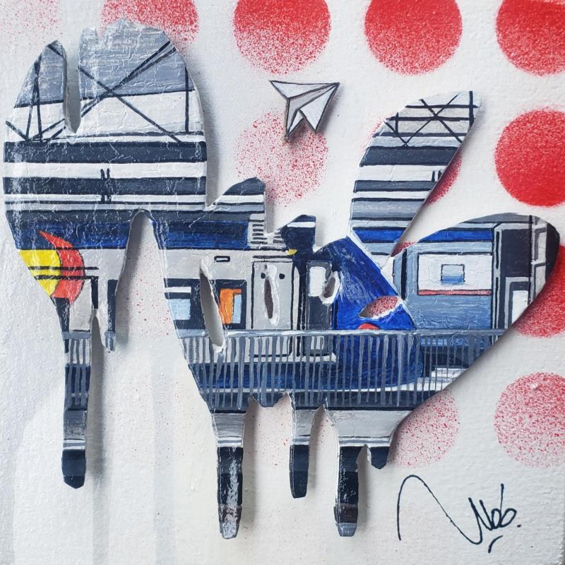 Gemälde RED DOTS von Lassalle Ludo | Gemälde Street art Landschaften Urban Architektur Graffiti Holz Acryl