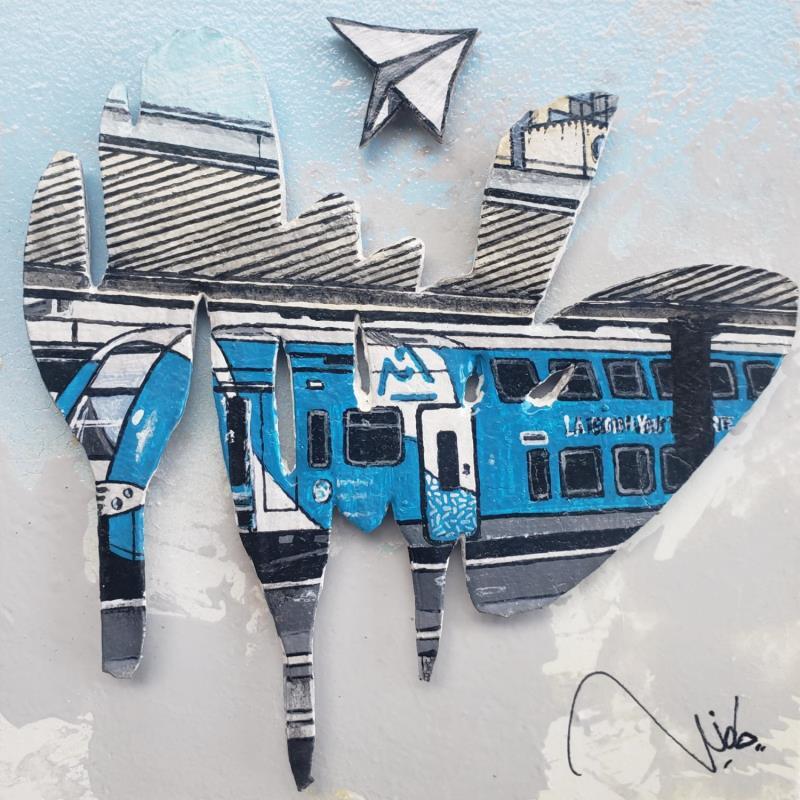 Painting Un petit bout de ciel bleu à GRE by Lassalle Ludo | Painting Street art Landscapes Urban Architecture Graffiti Wood Acrylic