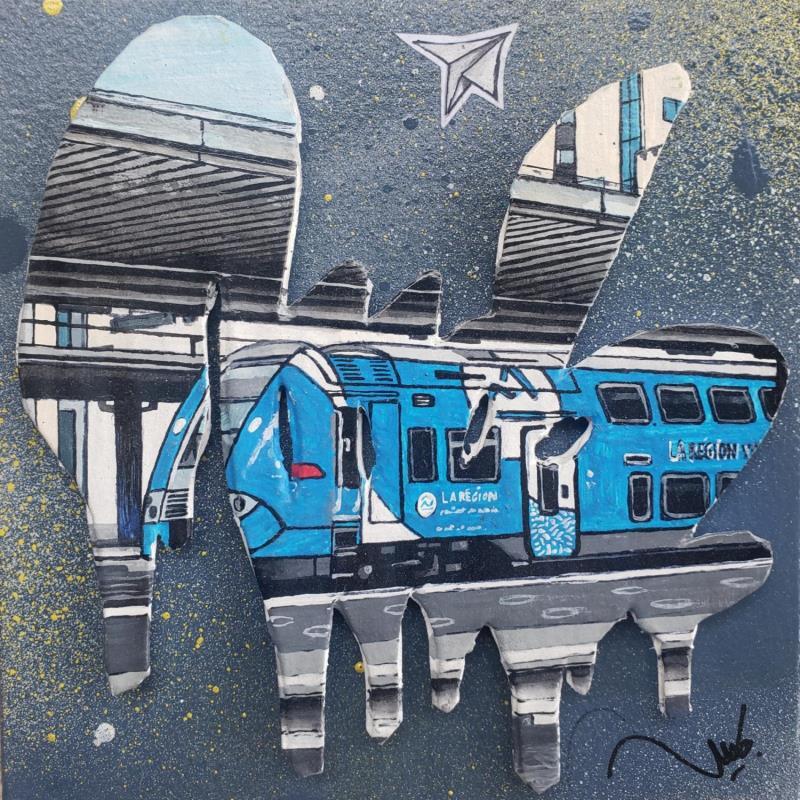 Gemälde STARLIGHT von Lassalle Ludo | Gemälde Street art Landschaften Urban Architektur Graffiti Holz Acryl