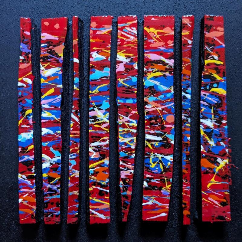 Painting bc8 rouge touche multi bleu by Langeron Luc | Painting Subject matter Wood Acrylic Resin