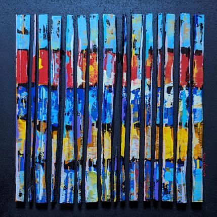 Painting bc16 bord de mer rouge jaune bleu by Langeron Luc | Painting Subject matter Acrylic, Resin, Wood