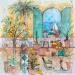 Gemälde El sol von Colombo Cécile | Gemälde Naive Kunst Landschaften Alltagsszenen Aquarell Acryl Collage Tinte Pastell