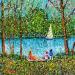 Peinture Avec maman par Dessapt Elika | Tableau Impressionnisme Paysages Nature Enfant Acrylique Sable