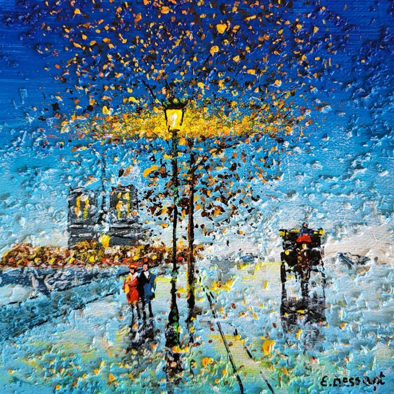 Gemälde Paisible nuit à Notre-dame von Dessapt Elika | Gemälde Impressionismus Acryl, Sand Alltagsszenen, Urban
